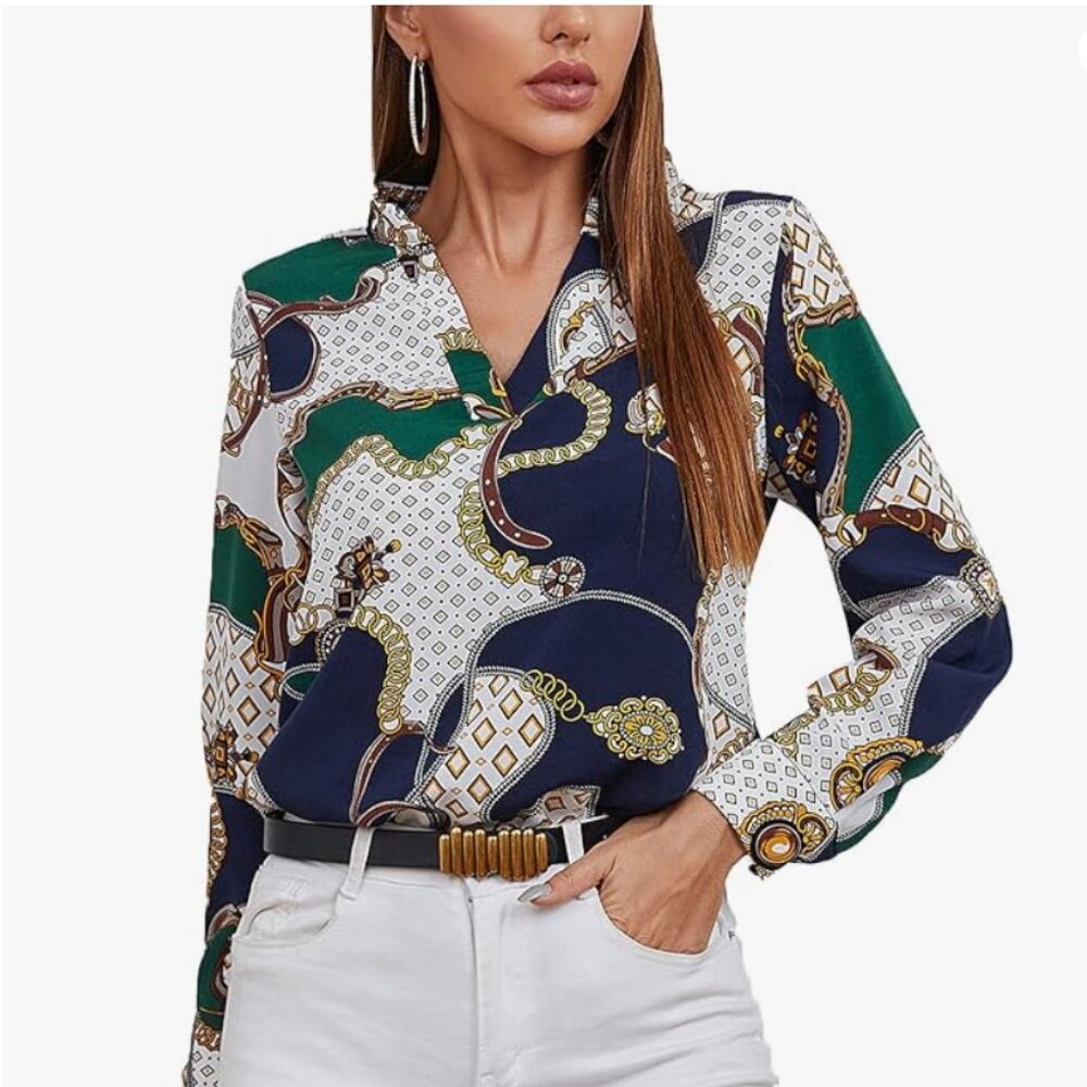 Laqeyko Women Spring Fashion Tops Work Casual Office Long Sleeve Shirt - Small
